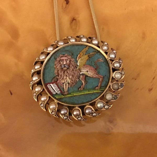 Lion of Venice micromosaic pendant by Janice Peacock